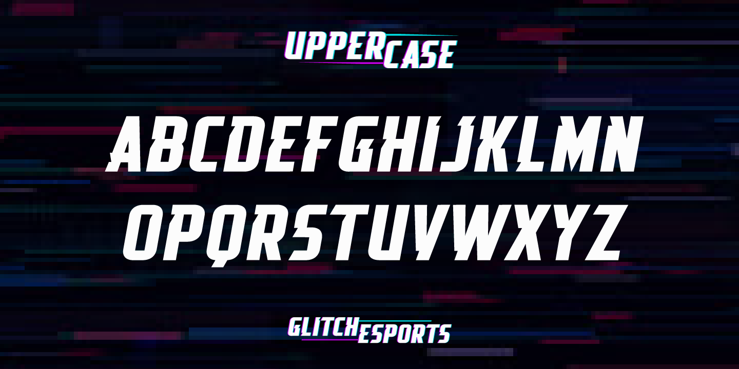 Beispiel einer Glitch Esports Italic-Schriftart